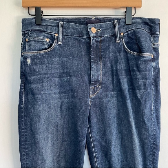 Mother High Waisted Looker Ankle Fray Close to the Edge Blue Jean Distressed 30 - Picture 5 of 15
